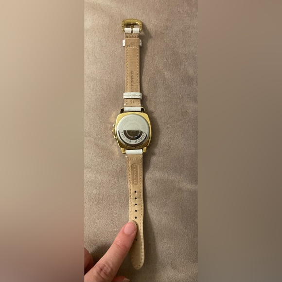 Coach Leather Crystal Rimmed Watch